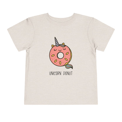 Heather dust t-shirt with a unicorn donut design on a white background