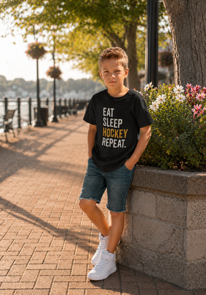 Eat Sleep Hockey Repeat Youth T-Shirt